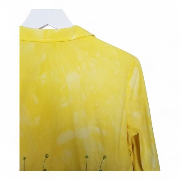 CARLISLE Tailored Ice-Dyed Eyelet Yellow Shirt - Size 6 - Picture 6 of 7